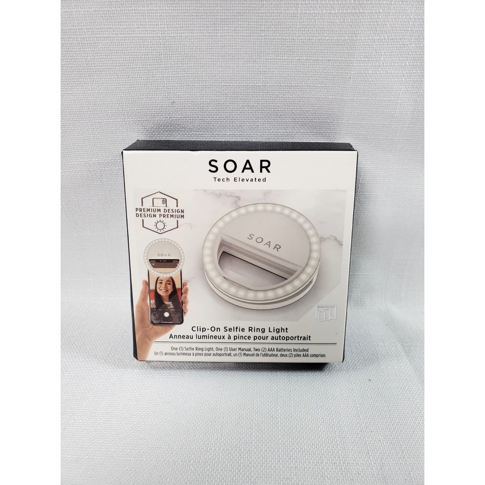 SOAR Tech Elevated Clip-On Selfie Ring‎ Light 36 LED 3 Brightness Levels-New